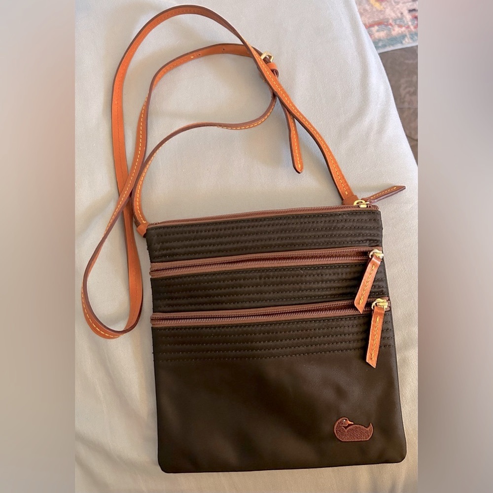 Dooney & Bourke | Triple Zip Nylon Crossbody | Black & Brown - Picture 2 of 6